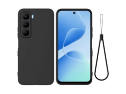 Capa Traseira De Silicone Líquido Tkdaddy Para Infinix Hot 60 Pro 4g Com Alça De Mão, Preta