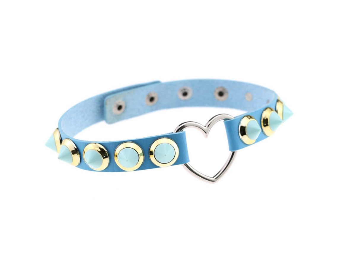 Colar De Couro Pu Com Rivet Coração Estilo Euramericano Colorido