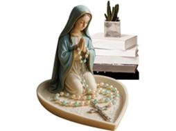 Porta Joias Virgem Maria Terço Jesus Resina Decoração Quarto Escritório Homens Mulheres Casais Professores GOKOCO
