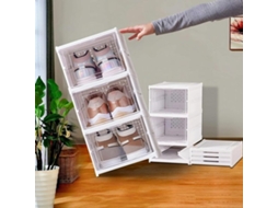 Caixas De Armazenamento Estapável - Plástico - Portas Transparentes - Vazas De Ventilação - Economia De Espaço - Montagem Fácil