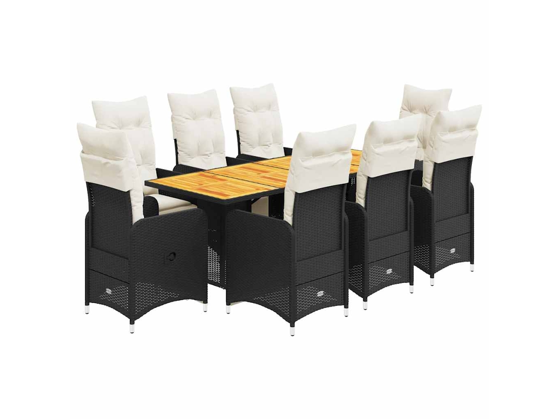 Bistro Set, Bistro Sets Vidaxl Preto Rattan / Vime (190 X 80 X 75 Cm)