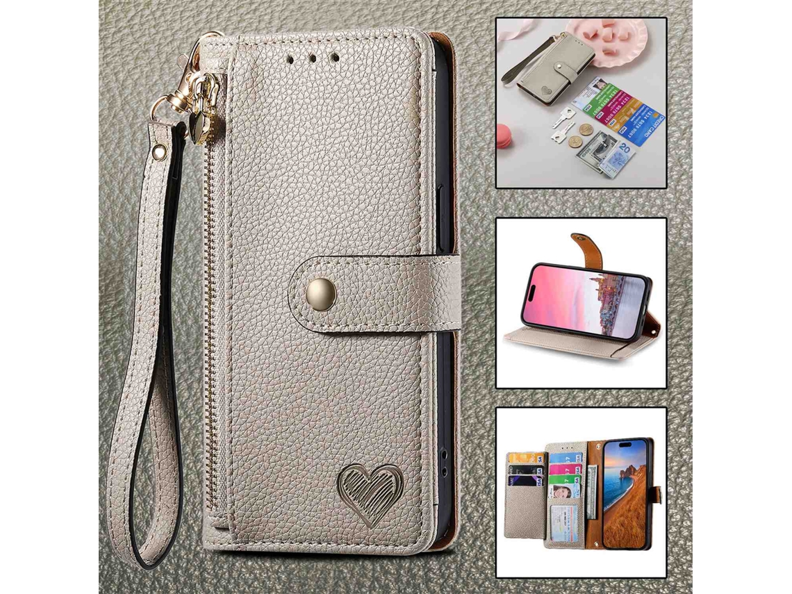 Capa Para Iphone 15 Plus Cinza E Branco Cabo Curto Fonte Amor Couro Pu Padrão Lichia Anti Th