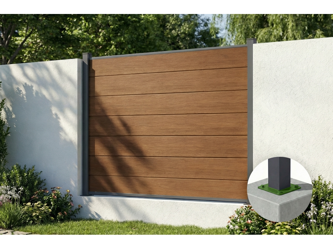 Cerca Composta Stockhorn 10m X 150cm Teca Com Placa De Base