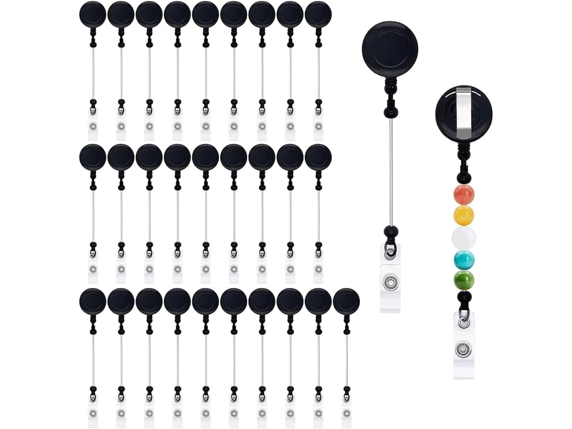Kit com 30 Carretéis Retráteis para Enrolar Broches com Miçangas e Carretel em Branco SFUSHOS