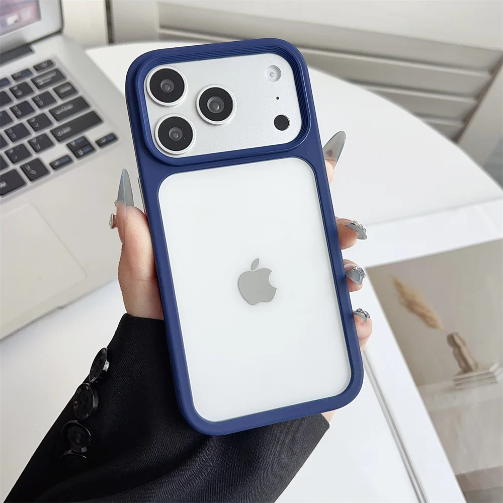 (iphone 17 Pro Max, Azul) Capa Transparente Para Iphone, Proteção Contra Impactos.
