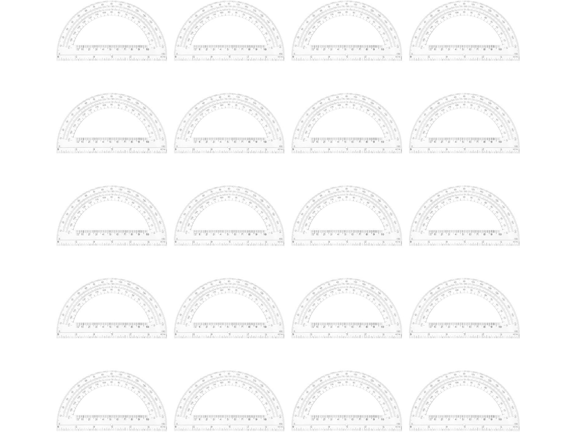 20 Transferidores De Plástico Transparente: Transferidor Semicircular