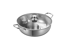 Panela Quente Dupla Face Em Aço Inoxidável Com Divisória, 28 Cm, Para Shabu-shabu Chinês, Fácil De Limpar.