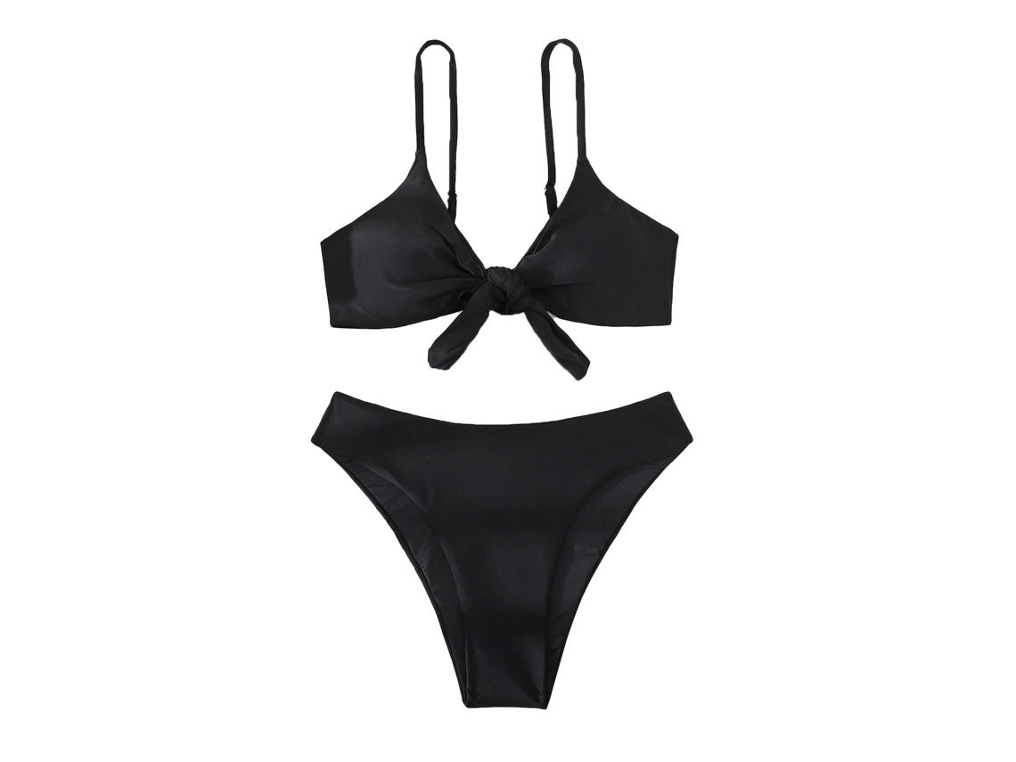 Traje de Banho Feminino 2 Peças Preto Estilo Elegante M