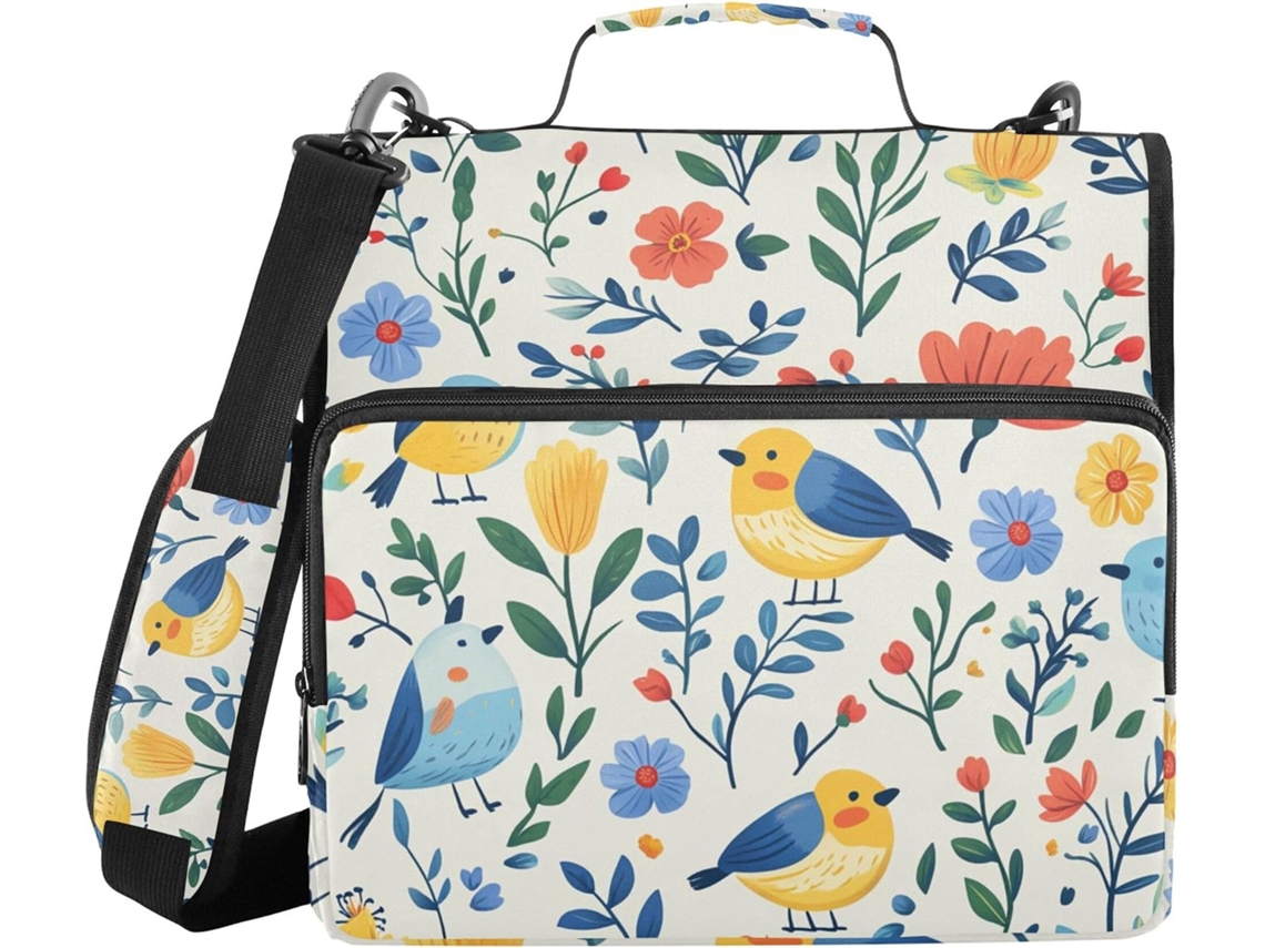 Pasta Resistente Com Fecho De Zíper, Alça De Ombro E Mão, Vários Bolsos De 3, 8cm, 3 Estojos Em Formato De Sino, Pasta
