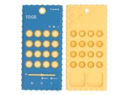 Primerox chupeta em Forma de Telefone Silicone Macio Brinquedo Sensorial Bebê Azul e Amarelo
