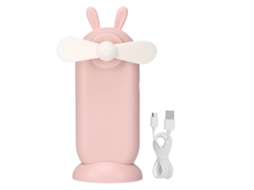 Ventilador Elétrico De Mão Laxiscreed Com Lâmina Oculta, Portável E Recarregável Por Usb, Com Desenho De Coelho Rosa