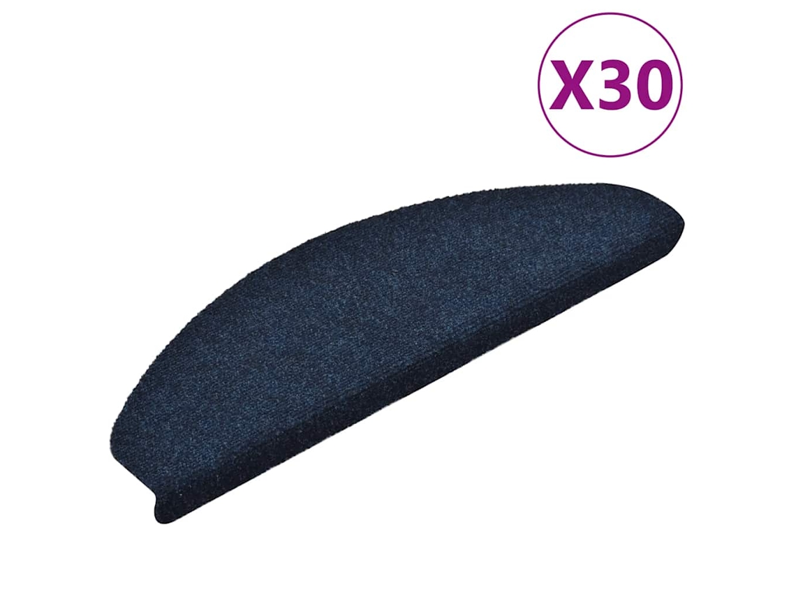 Vidaxl Tapetes De Escada Autoadesivos 30 Peças 65x21x4 Cm Azul Marinho Semicircular Grande