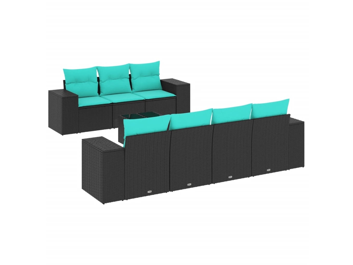 Conjunto de Sofá de Jardim, 9 Peças, Almofadas, Rattan Marrom MAISON EXCLUSIVE