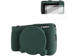 Capa Protetora Silicone HEXINYIGJLY para Canon Powershot V1acesso Tripétampa Objetiva, Películas Ecrã Verde
