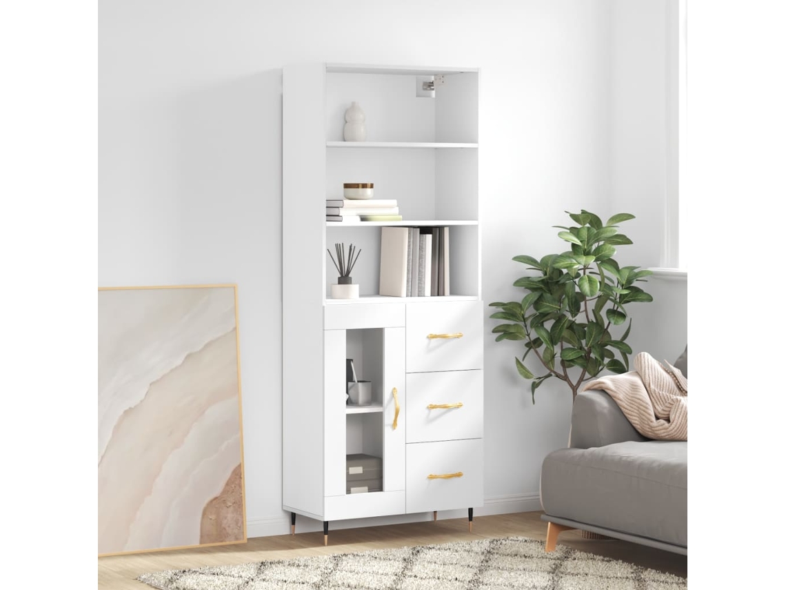 Vidaxl Armário Alto 69,5x34x180 Cm Derivados De Madeira Branco