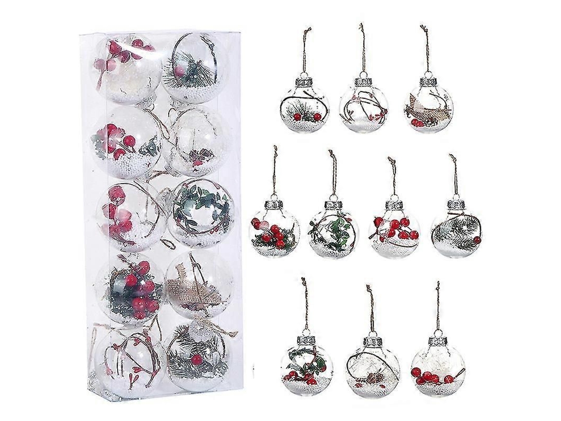 10 Unidades De Bolas De Natal Para Árvore, Ornamentos De 3 Polegadas Transparentes Para Pendurar Na Árvore De Natal