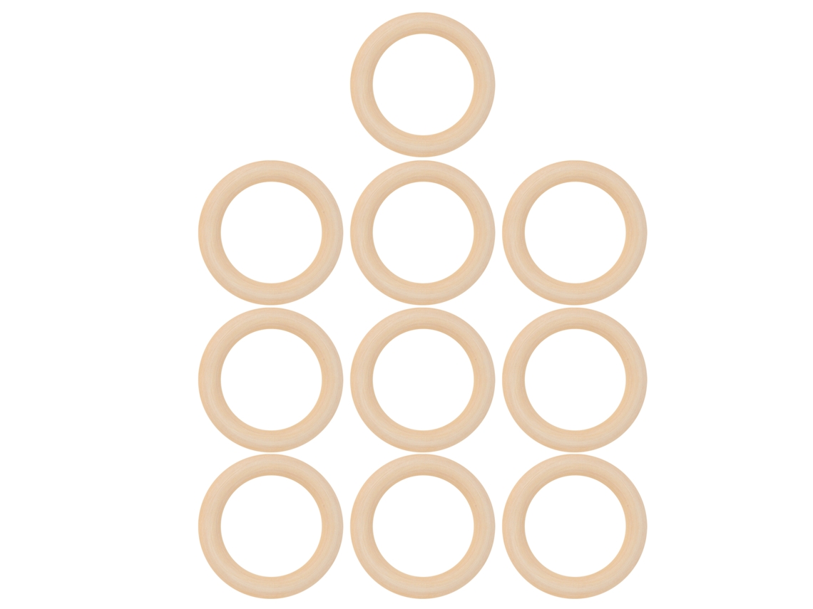 Primerox 10pcs Anel de Mordiscar Natural de Madeira para Bebê Circulos Inacabados 65mm