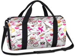 Bolsa MARCA romântica com estampa da Torre Eiffel 45x21x23cm tecido poliéster