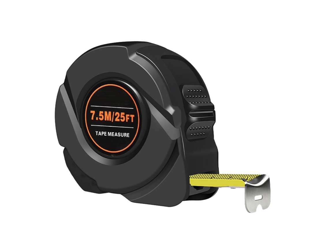 Fita Métrica De Dupla Escala Com Estojo Resistente, Retrátil, Para Carpinteiros E Designers, Com Trava Automática, Preta