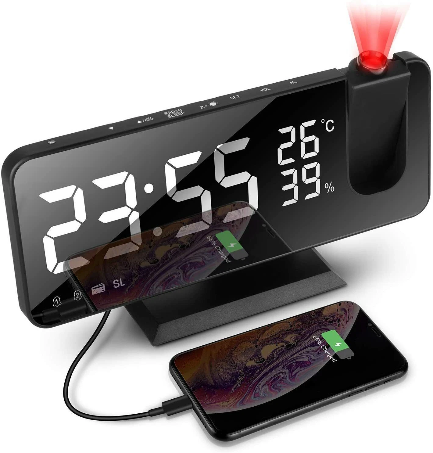 Despertador Digital Inteligente Led Com Projeção De Temperatura E Tempo, Projetor E Display Lcd SUNNY SPACES