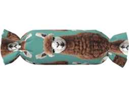 Almofada Cilíndrica Formato de Doce com Estampa Alpaca e Lhama 100 % Poliéster Ideal para Viagens, Casa