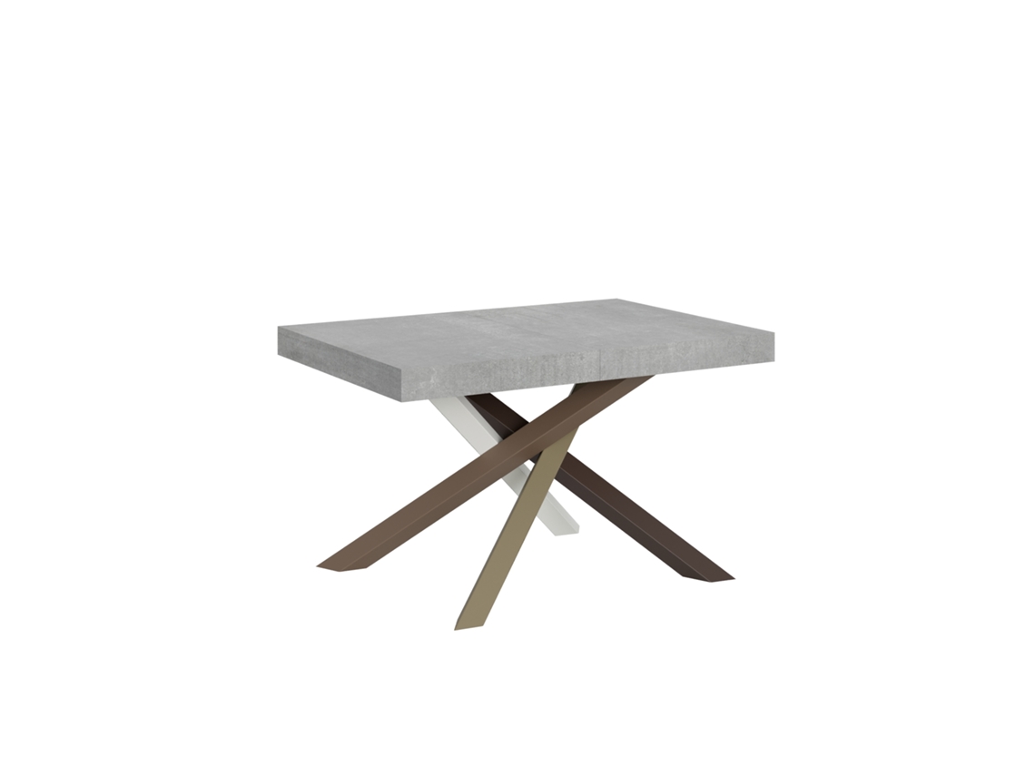 Mesa de Jantar Extensível 90X140/244 Cm Volantis Cimento Quadro 4/C