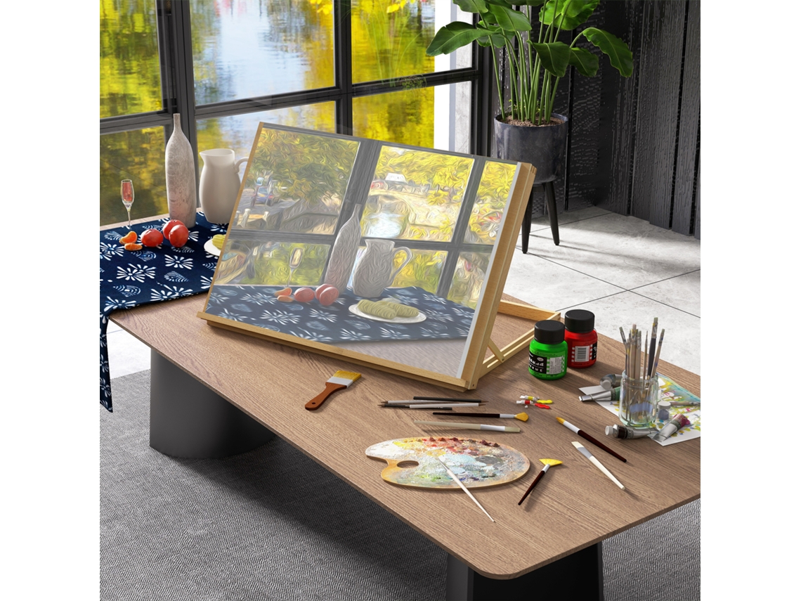 Table Easel Foldable 75.8x51cm Adjustable Seat Easel Made Of Beech Wood