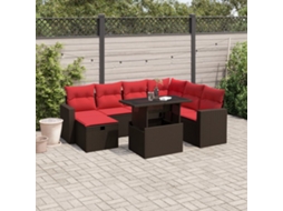 Conjunto de Sofá de Jardim com 4 Peças e Almofadas em Rattan Sintético Cinzenta VIDAXL