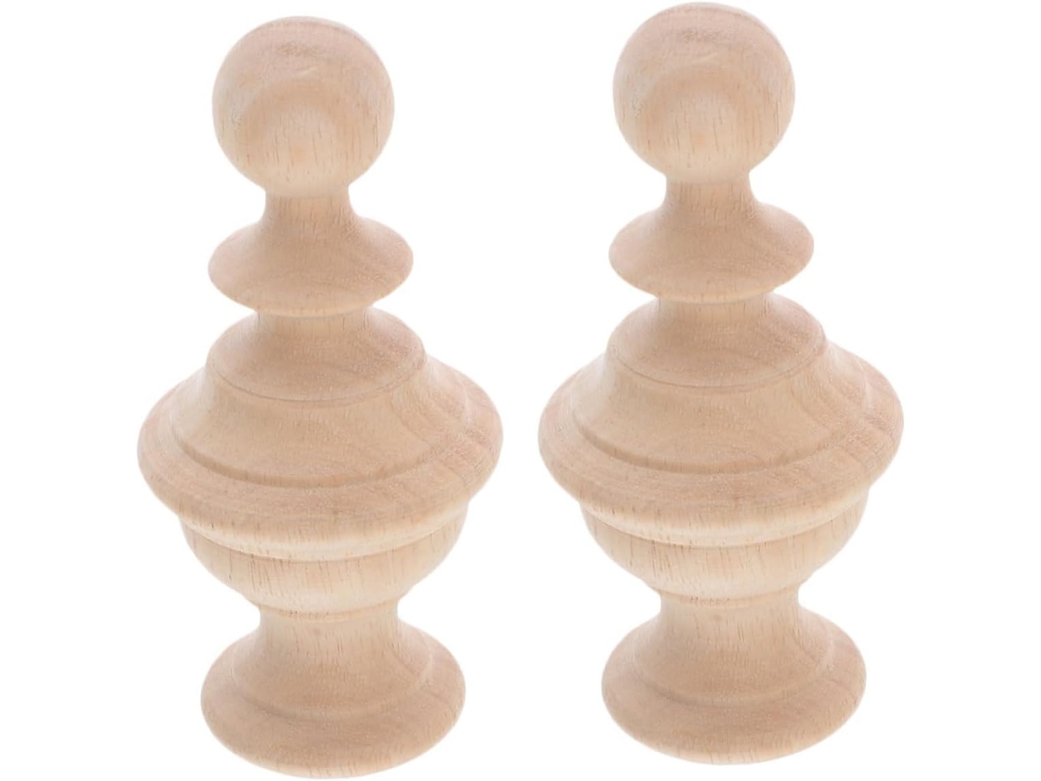 Tampas De Poste De Escada Esculpidas Em Madeira Maciça Natural 6x10 (cm)