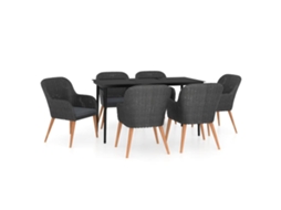 Garden Dining Set, Garden Dining Sets Vidaxl Preto Rattan / Vime (140 Cm Table Length)