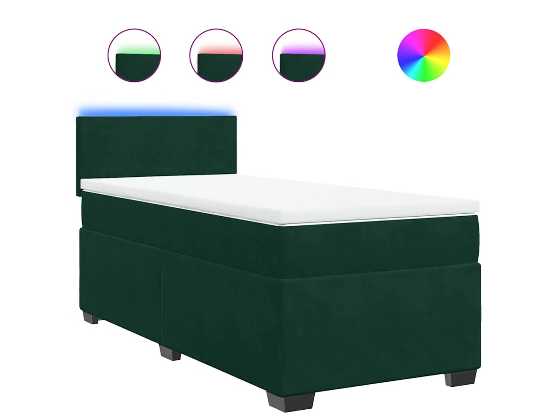 Cama com Molas/colchão 90x200 Cm Veludo Verde escuro MAISON EXCLUSIVE