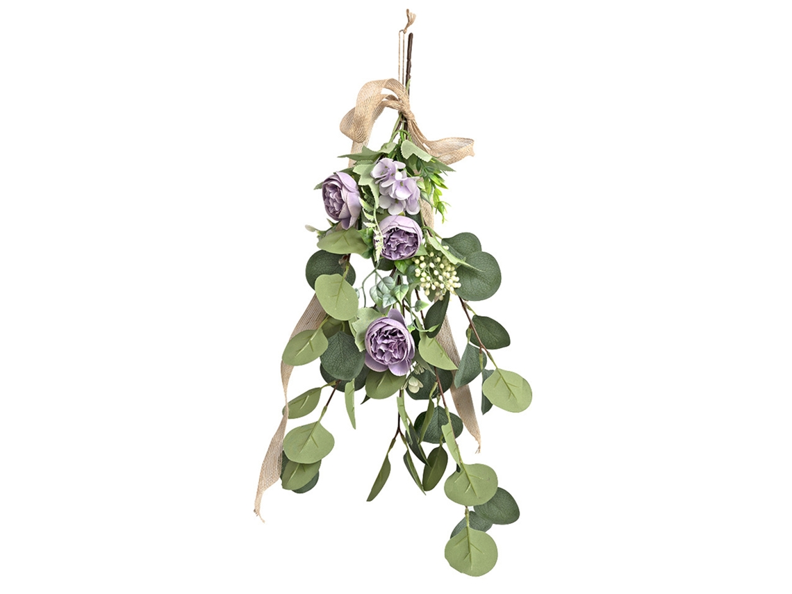 Decoração de Parede com Peônia Roxa em Tecido de Seda LAXISCREED