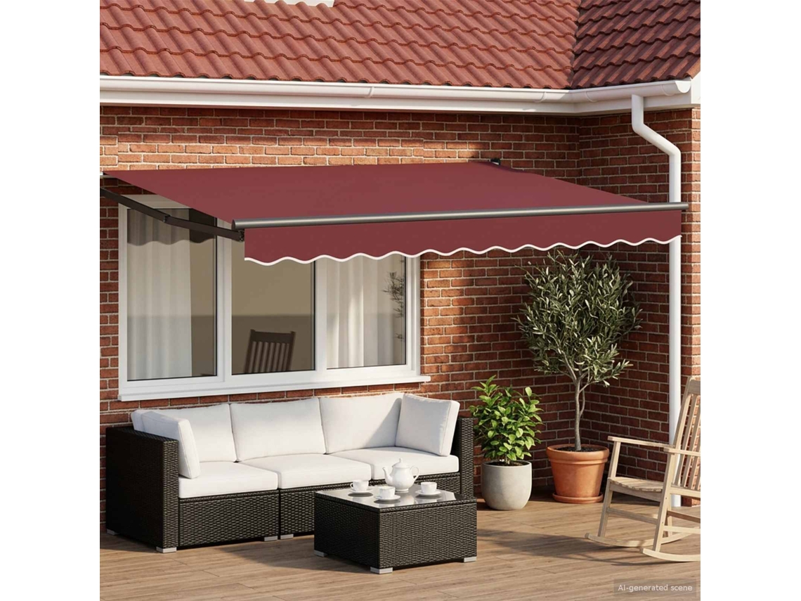 Vidaxl Toldo Retrátil Manual Com Leds Bordô E Antracite 3 X 2,5 M