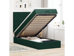 Estrutura de Cama Otomana Vidaxl com Colchões Verde Escuro Veludo