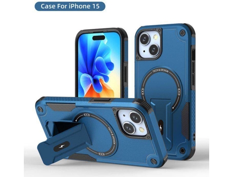Capa Magsafe Iphone 15 Com Suporte, Carregamento Sem Fio, Proteção Antichoque, Dupla Camada Pctpu E Cantos Reforçados
