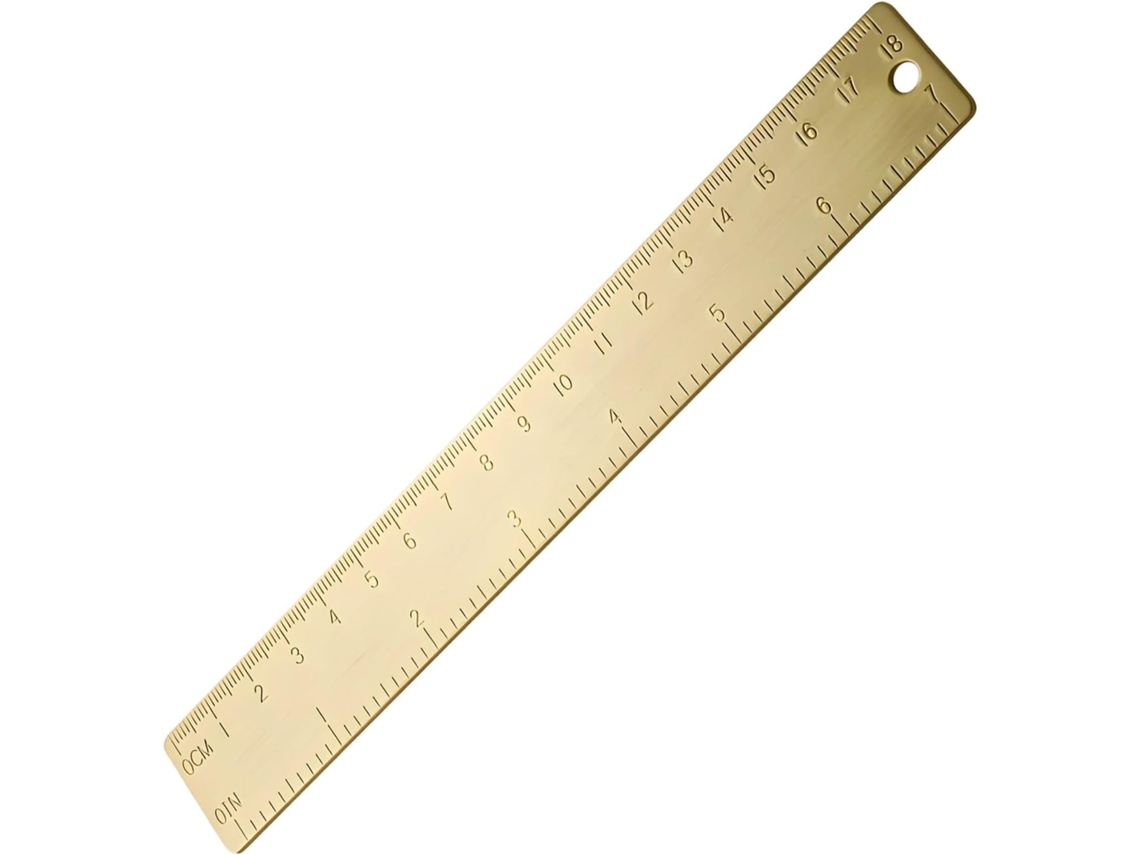 Genérico Vintage Latão Régua, 18cm, Escala Dupla, Para Medir, Dourado