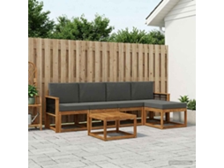 Vidaxl Conjunto De Sofás Para Exterior 6 Unid. Natural E Antracite