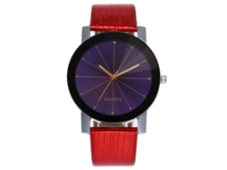 Reloj De Pulsera Unisex Estilo Simple Cuarzo Correa Pu Casual Rojo
