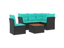 Maison Exclusive - 6 Pcs Conjunto De Sofás P/ Jardim C/ Almofadões Vime Pe Preto