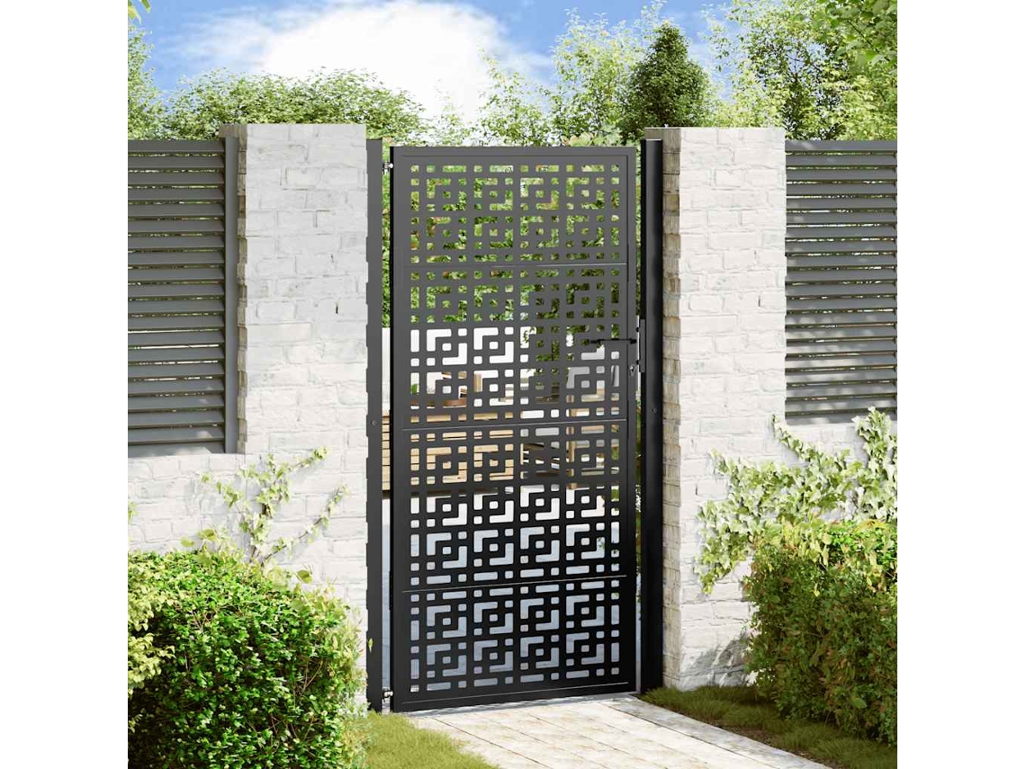 Vidaxl Portão De Jardim Preto 100x175 Cm Aço Design Em Cruz