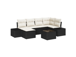 Conjunto 6 Conjunto De Sofá De Jardim Vidaxl Preto Vime Pe (264 X 62 X 85 Cm)