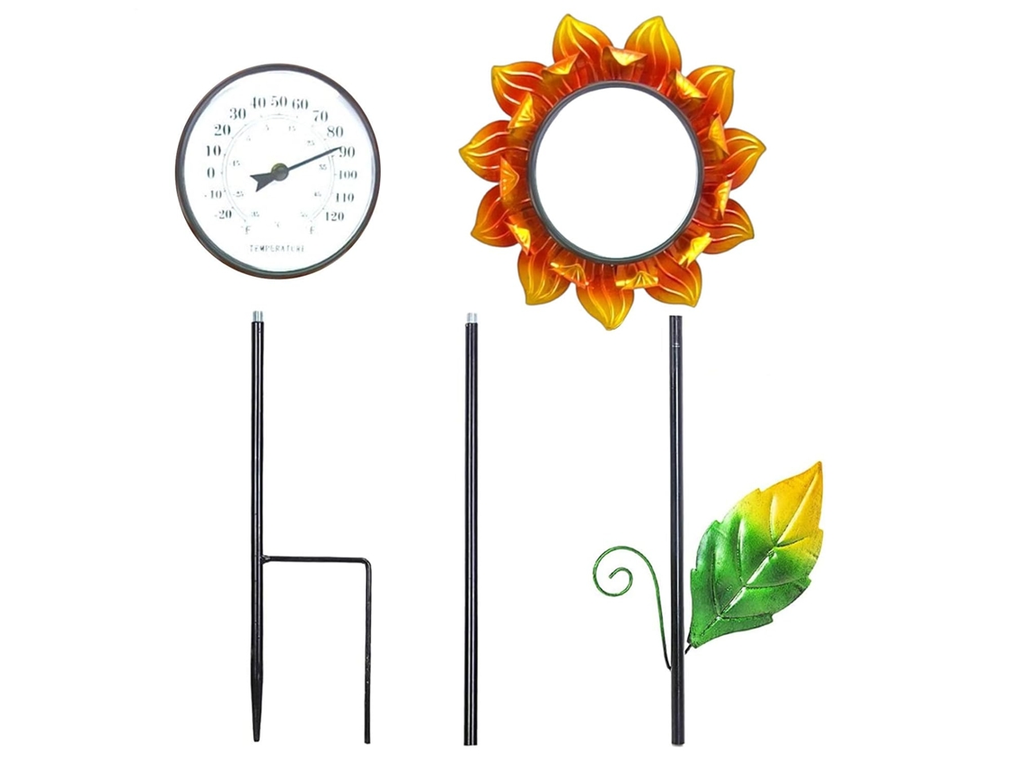 Termômetro Decorativo Para Exterior Com Estaca De Metal Jardim Exibição Temperatura Interna E Externa