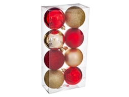 Enfeites de Natal Colorama Ouro Vermelho, Pacote de 8 D7Cm FEERIC LIGHTS & CHRISTMAS