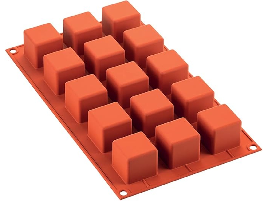 Molde De Silicona - 15 Cubos - Rojo Ladrillo