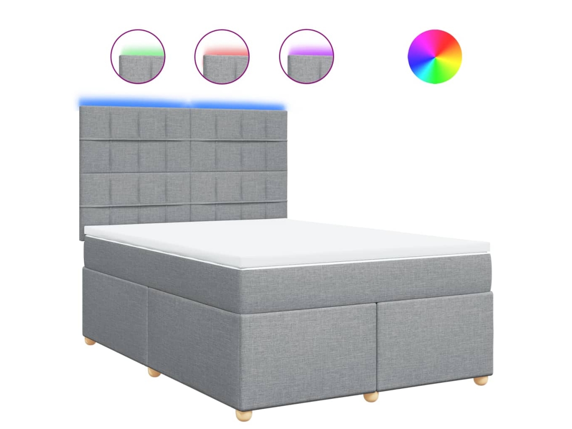 Box Spring Bed, Box Spring Beds Vidaxl Cinzeto Tecido (140 X 200 Cm)