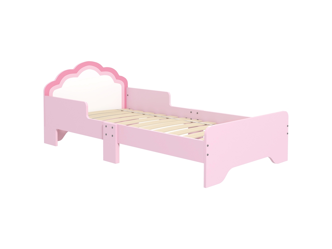 Cama infantil com barreira e estrado nuvem 70x140cm rosa S/MARCA
