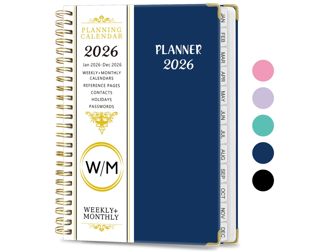 Agenda 2026, Planeador Académico Semanal E Mensal Planeamento E Horário A5 Azul Escuro (6,3 Polegadas X 8,5 Polegadas) Elysve