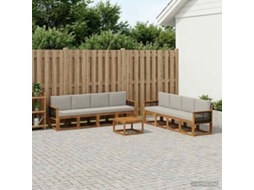 Vidaxl Conjunto De Sofás Para Exterior 7 Pcs Natural E Cinzento-claro