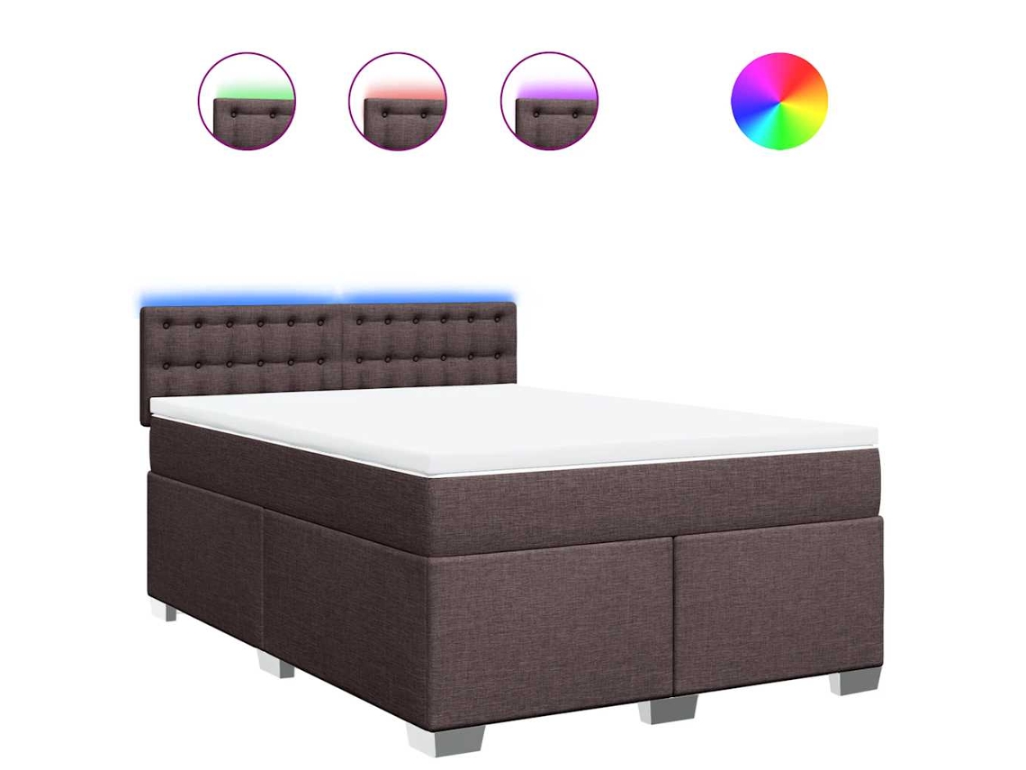 Cama com Molas e Colchão Tecido Castanho Escuro MAISON EXCLUSIVE (140x190 cm)