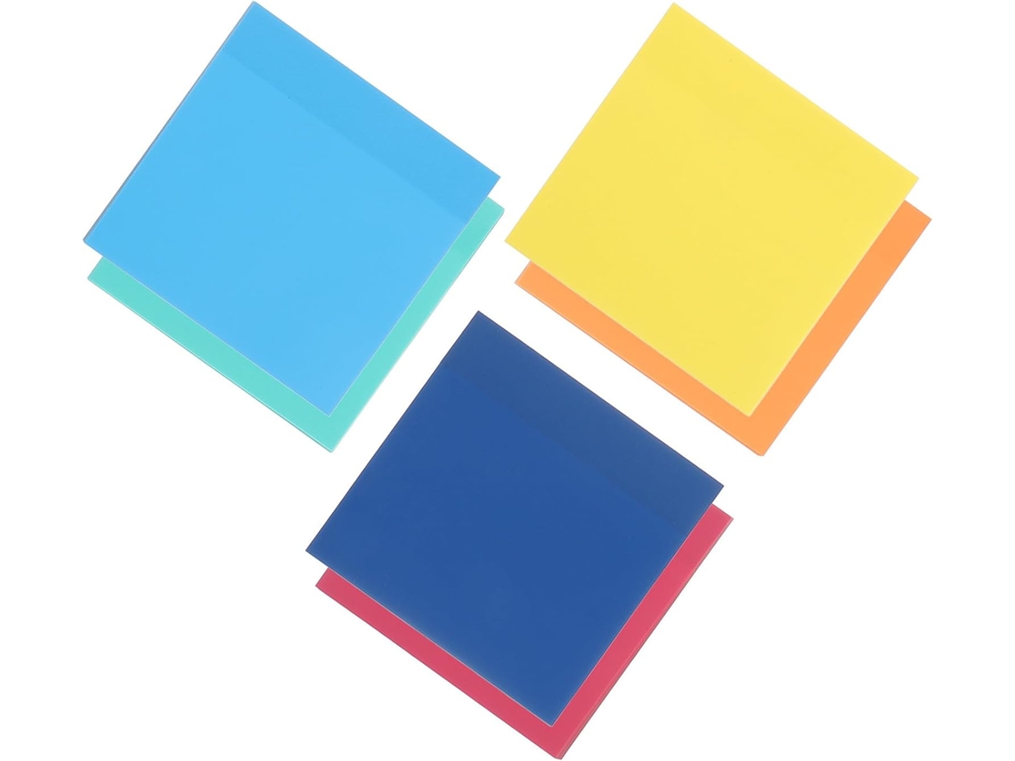 Blocos-notas Autocolantes Fluorescentes Pet, 6 Cores, Adesivos Resistentes E Portáteis, Para Escola E Maison